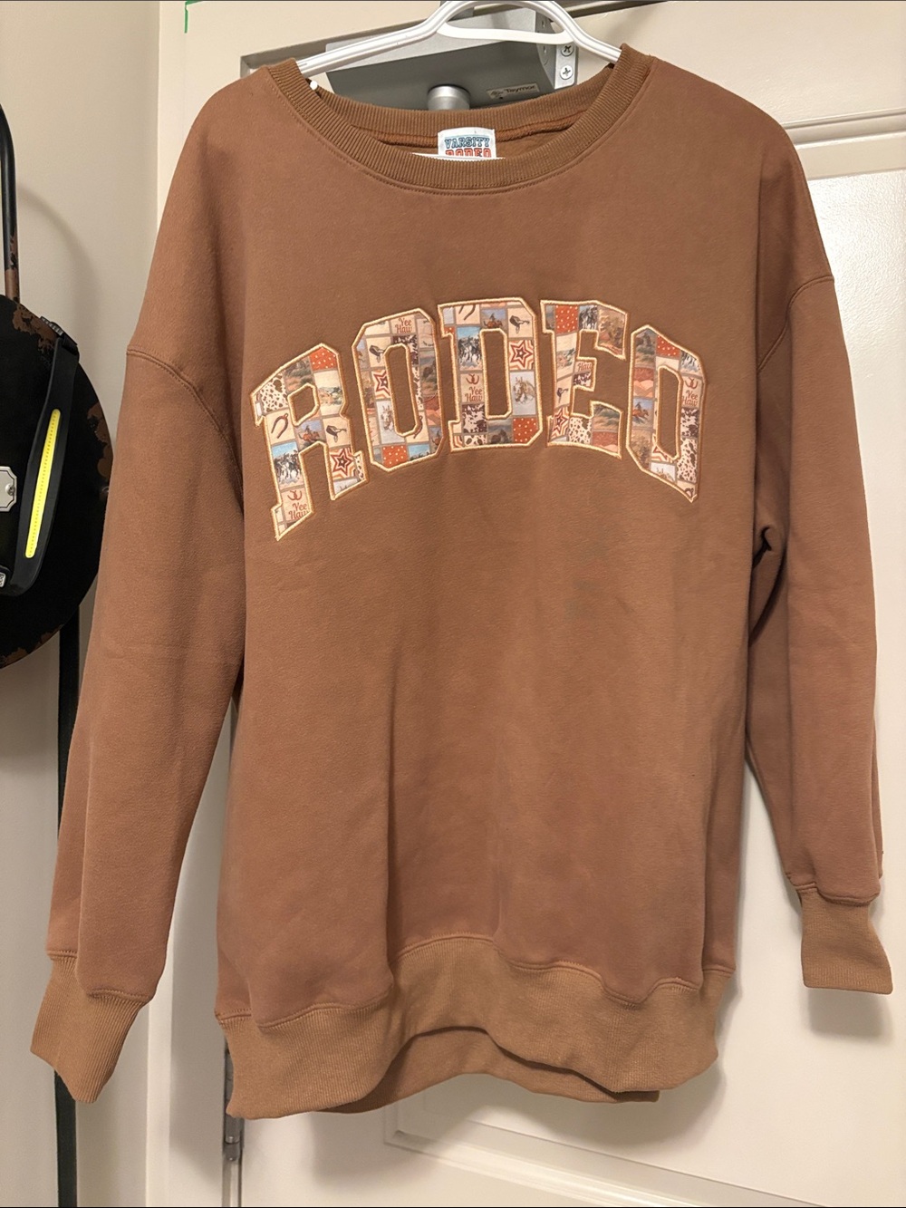 Varsity Brown 'RODEO' Graphic Crewneck Sweatshirt